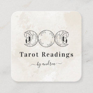 Carte De Visite Carré Lecteur de Marbre blanc Boho Triple Moon Energy He