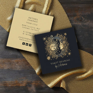 Carte De Visite Carré Lecteur de tarot mystique céleste Sun Moon