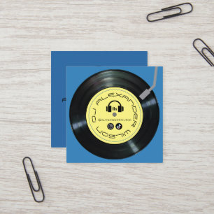 Carte De Visite Carré Lecteur de vinyle DJ Sky Blue