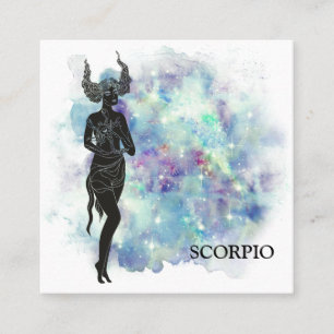 Carte De Visite Carré *~* Lectures d'astrologie Zodiac SCORPIO Turquoise
