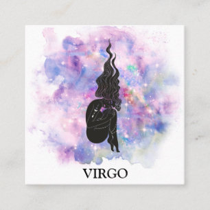 Carte De Visite Carré *~* Lectures d'astrologie Zodiac VIRGO en bleu ros