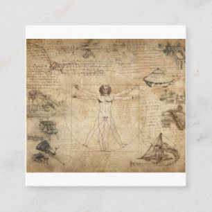 Carte De Visite Carré Leonardo Da Vinci L'Homme Vitruvien