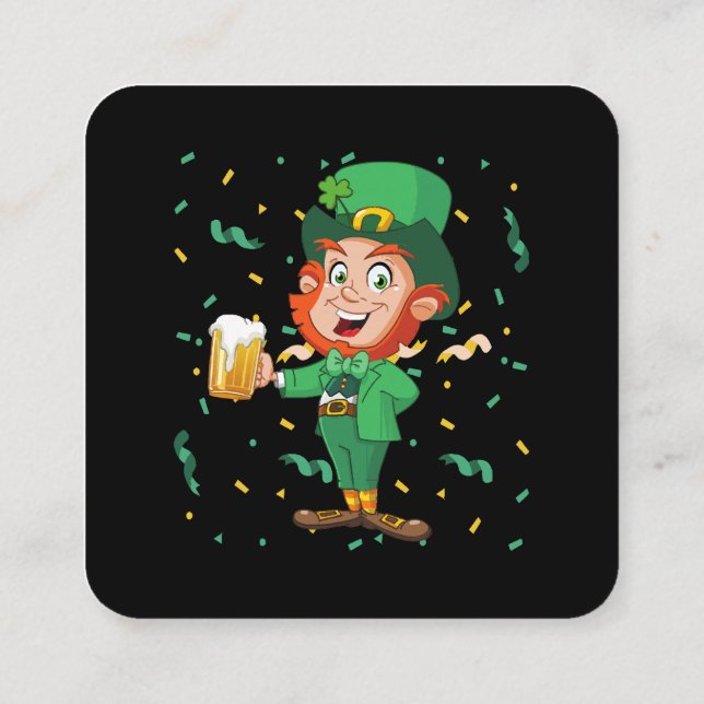 Carte De Visite Carré Leprechaun Boire Bière St. Patrick's Day (Dos)