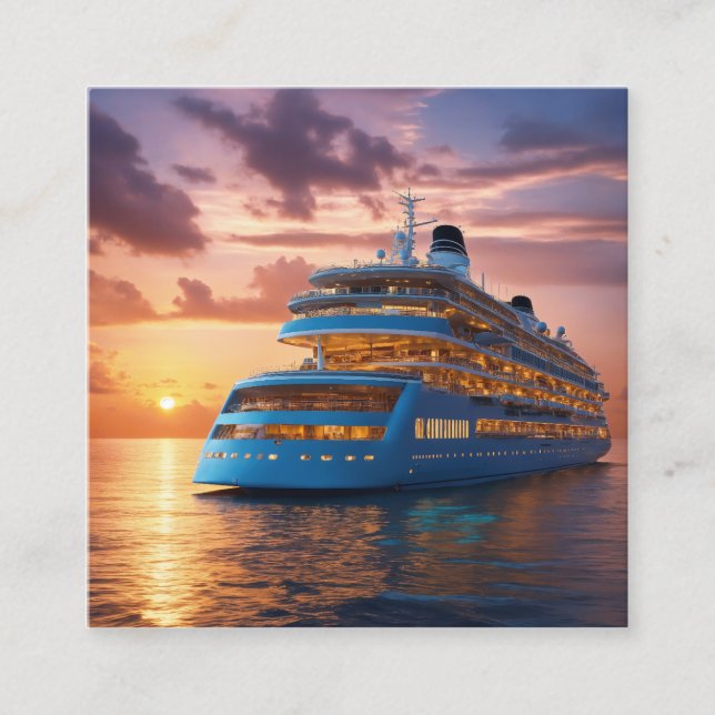 Carte De Visite Carré Les bateaux de croisière offrent un luxueux Envelo (Devant)