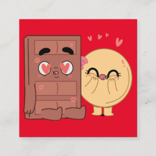 Carte De Visite Carré Les Couples Choco Et Pancake Aiment La Valentine Q