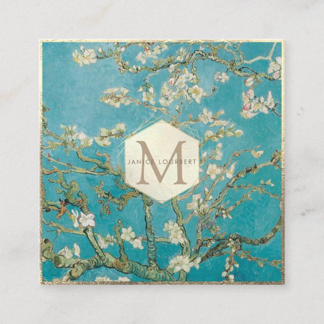 Carte De Visite Carré Les fleurs d'amandes de Van Gogh (Devant)