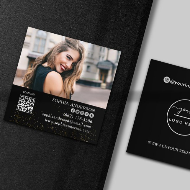 Carte De Visite Carré Les médias sociaux modernes ajouter votre logo pho (Créateur téléchargé)
