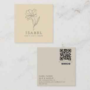 Carte De Visite Carré Letterpress professionnel abstrait code Qr floral