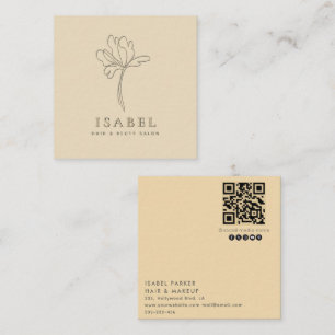 Carte De Visite Carré Letterpress professionnel abstrait code Qr floral