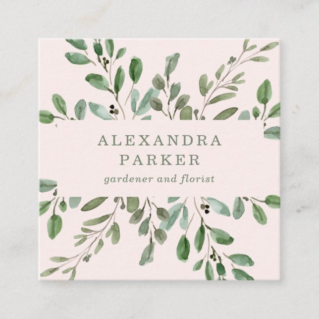 Carte De Visite Carré Liage minimal | Rose pâle (Devant)