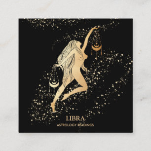 Carte De Visite Carré *~* LIBRA Zodiac Astrologie Lectures Or et Noir