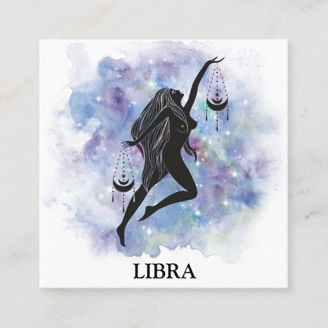 Carte De Visite Carré *~* LIBRA Zodiac Astrologie Lectures Rainbow Cosmi (Devant)