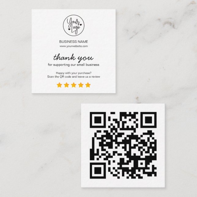 Carte De Visite Carré Lien d'examen du code QR (Devant / Derrière)