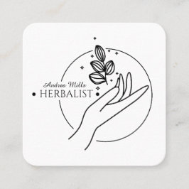 Carte De Visite Carré Ligne noire minimale Logo Herbaliste moderne simpl