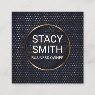 Carte De Visite Carré Lignes Abstraites   Bannière dorée