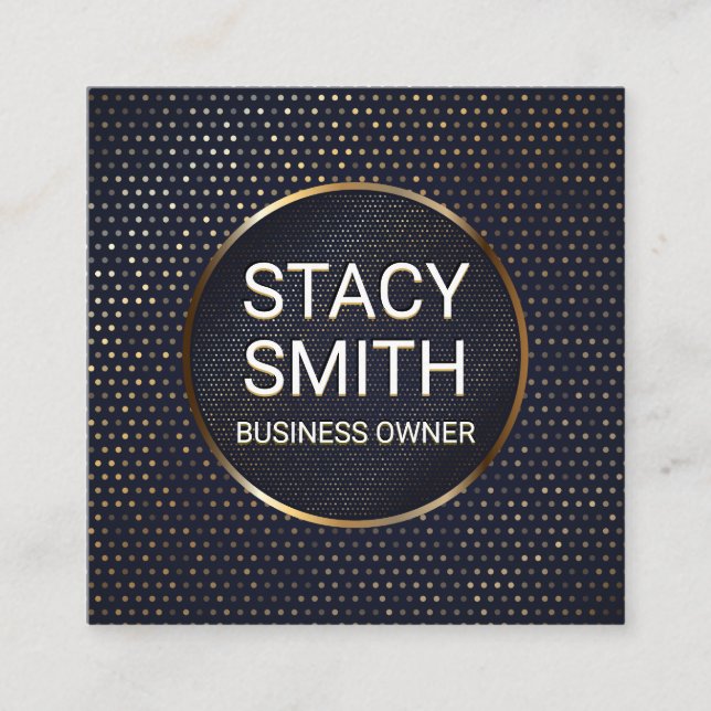 Carte De Visite Carré Lignes Abstraites | Bannière dorée (Devant)