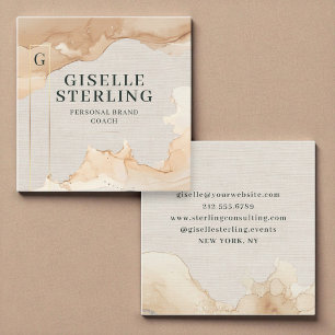 Carte De Visite Carré Linge de luxe moderne aquarelle feuille d'or