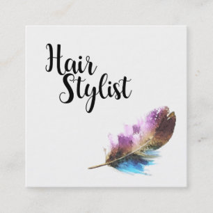 Carte De Visite Carré Liste de cheveux - Plumes