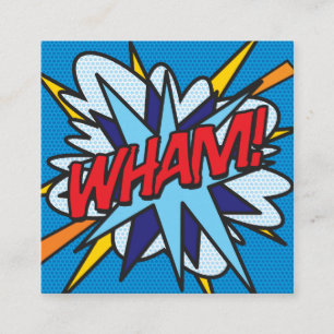 CARTE DE VISITE CARRÉ LIVRE DE BANDE DESSINÉE RÉTRO AMUSANT WHAM