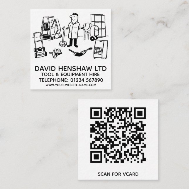 Carte De Visite Carré Location d'outils et d'équipement (Devant / Derrière)