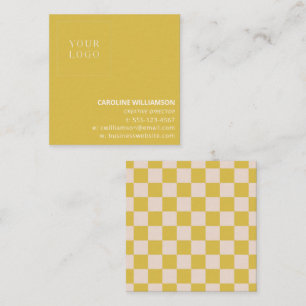 Carte De Visite Carré Logo à carreaux jaunes modernes de marque gras