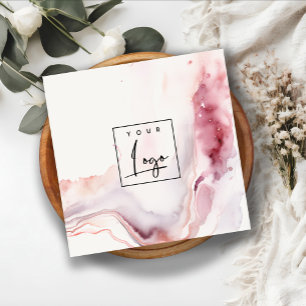 Carte De Visite Carré Logo agate aquarelle rose rouge boho