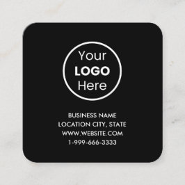 Carte De Visite Carré Logo Black Custom moderne et QR Code Professional