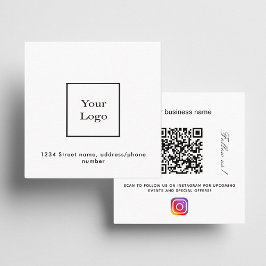 Carte De Visite Carré Logo blanc qr code instagram suivez-nous