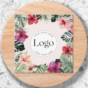 Carte De Visite Carré Logo botanique floral tropical à l'aquarelle