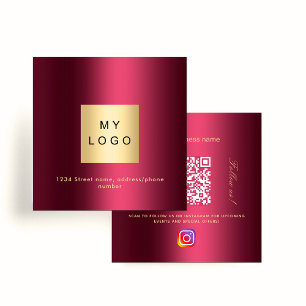 Carte De Visite Carré Logo bourguignon Code QR Instagram Suivez-nous