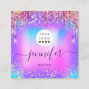 Carte De Visite Carré Logo Boutique Boutique Parties scintillant Drives 