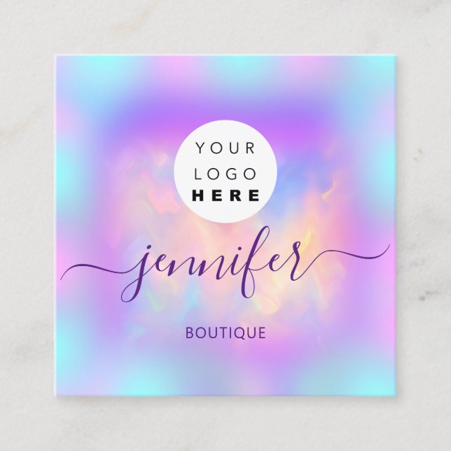Carte De Visite Carré Logo Boutique Boutique Parties scintillant Drives  (Devant)