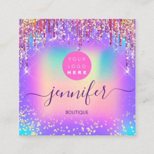 Carte De Visite Carré Logo Boutique Boutique Parties scintillant Drives 