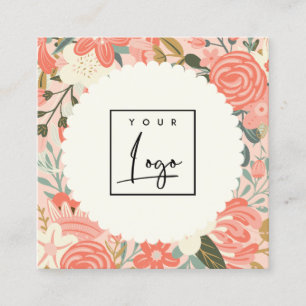 Carte De Visite Carré Logo Chic orange rose rose vert Ambrosia