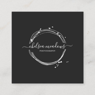Carte De Visite Carré Logo circulaire Abstrait   Signature Wreath