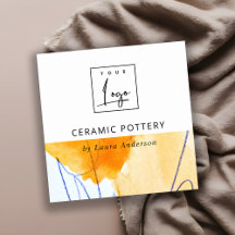 Logo d'art Abstrait Artistic Jaune Bleu Aquarelle