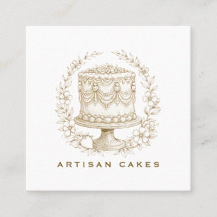 Carte De Visite Carré Logo de boulangerie de gâteaux élégants