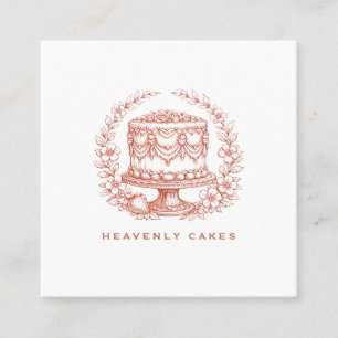 Carte De Visite Carré Logo de boulangerie de gâteaux élégants