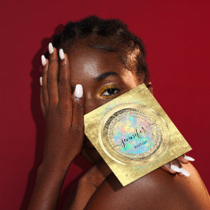 Carte De Visite Carré Logo de code QR Boutique Parties scintillant Gold 