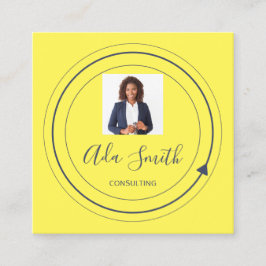 Carte De Visite Carré Logo de code QR Custom Photo Consulting Jaune