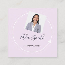 Carte De Visite Carré Logo de code QR personnalisé maquillage photo rose