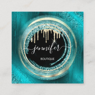 Carte De Visite Carré Logo de code QR Shop Black Gold Drives Oceanic Tur