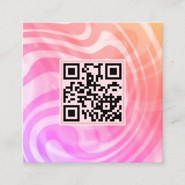 Carte De Visite Carré Logo de code QR unique Creative Light Pink (Devant)