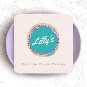 Carte De Visite Carré Logo de cookies personnalisé sur commande personna