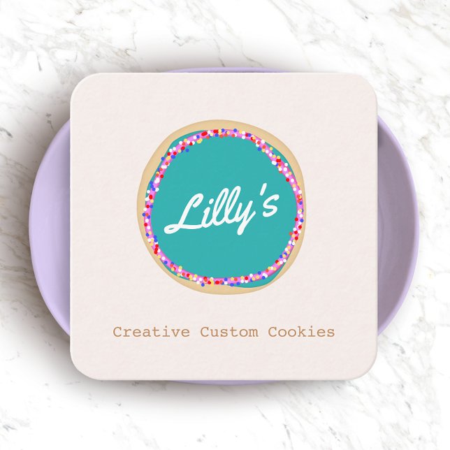 Carte De Visite Carré Logo de cookies personnalisé sur commande personna (Créateur téléchargé)