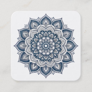 Carte De Visite Carré Logo de fleur de lotus élégant Yoga