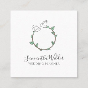 Carte De Visite Carré Logo de la bague du Mariage wedding planner blanc
