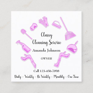 Carte De Visite Carré Logo de la maison de nettoyage classique Maid Glam