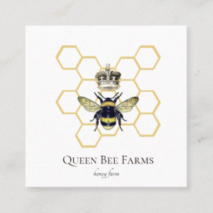 Carte De Visite Carré Logo de la Reine Bee Crown
