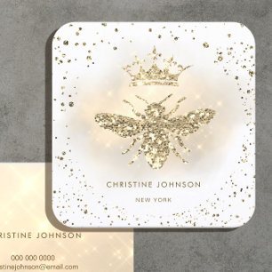 Carte De Visite Carré logo de la reine de la parties scintillant